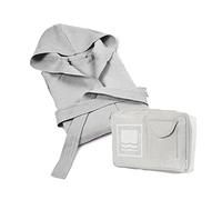 Banzaii Peignoir pour Homme et Femme 100% Microfibre à Capuche - Peignoir Unisexe avec Sac Résistant pour gagner de la place - Taille XL Gris Clair