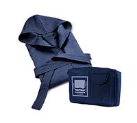 Banzaii Peignoir pour Homme et Femme 100% Microfibre à Capuche - Peignoir Unisexe avec Sac Résistant pour gagner de la place - Taille S Bleu Nuit
