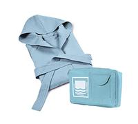 Banzaii Peignoir pour Homme et Femme 100% Microfibre à Capuche - Peignoir Unisexe avec Sac Résistant pour gagner de la place - Taille XXL Bleu Clair