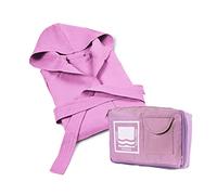 Banzaii Peignoir pour Homme et Femme 100% Microfibre à Capuche - Peignoir Unisexe avec Sac Résistant pour gagner de la place - Taille M Lilas