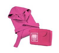 Banzaii Peignoir pour Homme et Femme 100% Microfibre à Capuche - Peignoir Unisexe avec Sac Résistant pour gagner de la place - Taille XXL Fuchsia