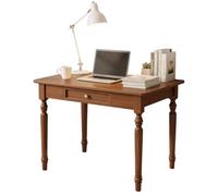 BaoBaJiu Bureau de Style campagnard en Bois Massif, avec tiroirs, Style Vintage, Poste de Travail Informatique Robuste for Bureau à Domicile, Salon ou Espace de Travail.(Walnut,31.5in)