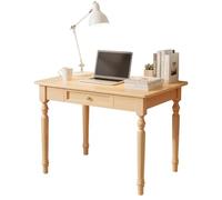BaoBaJiu Bureau de Style campagnard en Bois Massif, avec tiroirs, Style Vintage, Poste de Travail Informatique Robuste for Bureau à Domicile, Salon ou Espace de Travail.(Nature,31.5in)