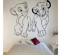 Baobaoshop Personnage de Dessin animé Vinyll Stickers muraux Simba et Nala Roi Lion Stickers muraux pour Chambre Playroom Wall Decor Wallpaper 62x57cm