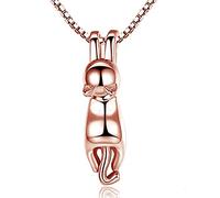 baobei Collier chat pour femme, collier en or rose, argent sterling, pendentif chat 3D, bijoux d'amour, cadeaux pour filles, enfants, filles, Argent sterling, Pas de gemme