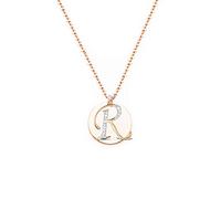 Baobei initiale A-Z lettre collier ras du cou 14k or rose nom en acier inoxydable fait à la main personnalisé collier pendentif charme rond pour les femmes filles sans nickel avec boîte à bijoux (R)