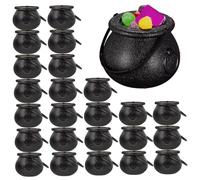 Baobiutin Chaudron de sorcières, 24 pièces 3 x 2 pouces, mini pot de chaudron en plastique avec poignée, bol à bonbons décoratif d'Halloween pour fournitures fête, sorcières