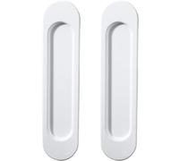 Baobiutin Poignée de porte coulissante, 2 pièces ovales de 6 pouces poignée porte coulissante remplacement auto-adhésive minimaliste en alliage d'aluminium blanc poignées doigt pour hôtel bureau