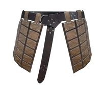 Baoblaze 2 Pièces Armure Jambière Costume Médiéval Homme Ceinture Armure Jupe Mercenaire Ajustable à Boucles Cuir PU Convient pour Cosplay Fête de La Renaissan, brun