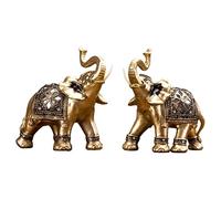 Baoblaze 2 pièces éléphant Statue Feng Shui Bonne Fortune Sculpture décor Voiture étagère vitrine Richesse Figurine Ornement Animal Artisanat Collection
