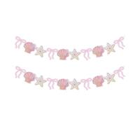 Baoblaze 2 Pièces Guirlande Suspendue En Papier Décor Coquillage Étoile de Mer Nœud Fonction Prête à Utiliser Adaptée à Anniversaire Mariage Bébé Décoration Ma, Rose