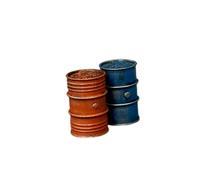 Baoblaze 2 Pièces Miniature Baril D'Huile Modèle Simulation Ornement Micro Décoration PP Employé pour Collection Diorama Bureau, Rouge et Bleu