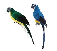 Baoblaze 2pcs Réaliste Ara Artificiel Ornement Animal Jouet Bleu