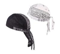 Baoblaze 2x Skull Cap Head Wrap Cap Moto Biker Hat Bandana Écharpe - Noir et Blanc