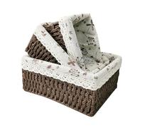 Baoblaze 3 Pièces Panier de Rangement Boîte de Stockage Panier Tressé Corbeille Décorative Corde Tressée Matériau Papier Corde Fait Main Idéal pour Bureau Mais, Noir