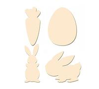 Baoblaze 4pcs Ornements de Pâques en Bois Inachevés Carotte pour Fournitures de Peinture Bricolage
