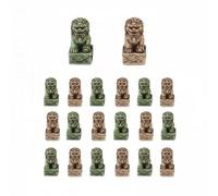 Baoblaze 6 Pièces Statuette Lion En Résine Sculpture Gardien Chien de Fô Figurine Miniature Décoration Traditionnelle Protectrice Étanche pour Aménagement, 3 pièces