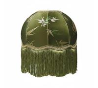 Baoblaze Abat-jour en Tissu à Franges Textile et Toucher Texturé Style Artisanal Chic Diffusion Agréable de Lumière Adapté à, Vert, Demi-rond Feuille De Bambou Avec Franges
