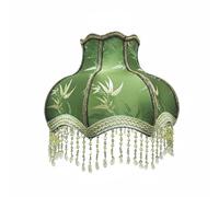 Baoblaze Abat-jour Vintage Abat-jour Suspendu, Abat-jour Rétro Vert Bambou Avec Perles, Diamètre 33 Cm Ampoule Vers Le Bas