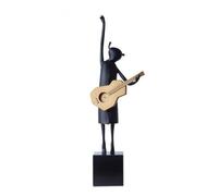 Baoblaze Abstract Sculpture Statuette Sculpture Figurine Décoration Abstraite en Métal Joueur de Guitare Base Carrée Ébène Solide Style Moderne Raffiné Adaptée, Rouge, 15 10 45CM