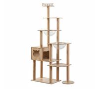 Baoblaze Arbre à Griffoir Perchoir Maison de Jeu, M, Arbre À Chat Multi-Niveaux avec Deux Hamacs Transparents Et Niche, Style Un