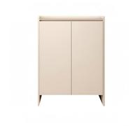 Baoblaze Armoire à Chaussures Meuble de Rangement Étagère Placard Console en Bois Massif avec et Tablette Amovible Conception Adossée au Mur Rangement d'Entrée, Blanc Chaud, 80 35 110cm/Deux Portes