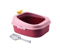 Baoblaze Bac à Litière Chat Plateau Litière Animaux Boîte Toilette Chat Pot Litière PP Bord Haut à Nettoyer Adapté pour Chats Lapins Hamsters, Rose L