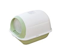 Baoblaze Bac à Litière pour Chat Grande Capacité avec Boîte Fermée Plateau Toilette pour Petits Animaux Entrée Porte Battante Litière Portable avec Cuillère de, Vert