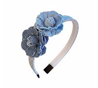Baoblaze Bandeau Cheveux Denim Fleur Serre-tête Accessoire Cheveux Headband Matière Jean Fait Main Maintien des Mèches et Mise en Beauté Convient au Maquillage Soins Tenue Quotidienne