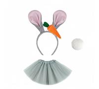 Baoblaze Barrette Cheveux Enfant Serre-tête Bandeau Lapin Oreilles d'Animal Accessoire Cheveux Cosplay Léger Confortable Ajustable Style Ludique Adaptée aux, Gris Rose, Oreilles+Jupe
