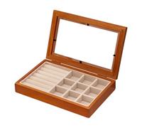 Baoblaze Boîte à Bijoux en Bois avec Couvercle, spacieuse vitrine en Velours pour bagues, Boucles d'oreilles et Bracelets, Style A
