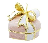 Baoblaze Boîte à Bijoux en Forme de cœur avec nœud Papillon, en Alliage, idéale pour Femmes et Filles. Boîte à Bijoux Cadeau pour Boucles d'oreilles et, Rose