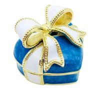 Baoblaze Boîte à Bijoux en Forme de cœur avec nœud Papillon, en Alliage, idéale pour Femmes et Filles. Boîte à Bijoux Cadeau pour Boucles d'oreilles et, Bleu