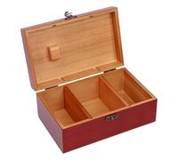 Baoblaze Boîte à couture décorative en bois avec compartiments, boîte de rangement multifonctionnelle pour bijoux et cadeaux, Rouge