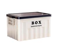 Baoblaze Boîte de Rangement de Grande Taille avec Couvercle et Poignées Ergonomiques En Pp pour Stockage de Vêtements Livres Jouets Snacks Adaptée Au Transport, Blanc Bleu