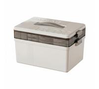 Baoblaze Boîte de Rangement Médicaments Organisateur Pharmacie Coffret Trousse Premiers Secours Multi-couches en PP avec Boucles, Blanc Et Gris, Boîte À Médicaments Double Couche