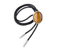 Baoblaze Bolo Tie Cowboy Necktie Collier Accessoire Costume Chaîne Western Retro PU Cuir Pendentif Élégant pour Hommes Femmes Adapté à Mariage Anniversaire Fêt, Jaune Marron