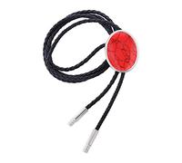 Baoblaze Bolo Tie Cowboy Necktie Collier Accessoire Costume Chaîne Western Retro PU Cuir Pendentif Élégant pour Hommes Femmes Adapté à Mariage Anniversaire Fêt, Rouge