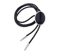 Baoblaze Bolo Tie Cowboy Necktie Collier Accessoire Costume Chaîne Western Retro PU Cuir Pendentif Élégant pour Hommes Femmes Adapté à Mariage Anniversaire Fêt, Noir Pur