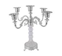 Baoblaze Bougeoir Conique à 5 Branches en Métal et Verre, Bougeoir Élégant pour Bougies, Centre de Table pour Décoration de Chambre de Mariage, Salon, Salle à Manger, Chambre, Argent