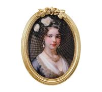 Baoblaze Cadre Photo Présentoir à Photos de Antique En Résine Légère Portable Ornemental avec Design Européen Forme Ovale Dorée pour Exposition Souvenirs, 6 Pouces