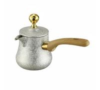 Baoblaze Cafetière Pichet Verseuse Verseur Réunissant Design Turc Acier Inoxydable et Poignée en Bois Adaptée pour Chauffer Lait Beurre Sauces Bureau Camping, 550ML, Couvercle Argenté Style 2