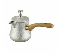 Baoblaze Cafetière Pichet Verseuse Verseur Réunissant Design Turc Acier Inoxydable et Poignée en Bois Adaptée pour Chauffer Lait Beurre Sauces Bureau Camping, 900ML, CouvercleArgentStyle1