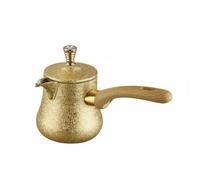 Baoblaze Cafetière Pichet Verseuse Verseur Réunissant Design Turc Acier Inoxydable et Poignée en Bois Adaptée pour Chauffer Lait Beurre Sauces Bureau Camping, 720ML, CouvercleOr Style 2