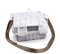 Baoblaze Cage de Transport Oiseau Cage d'Extérieur Cage Portable Métal Plateau Amovible Perchoir Mangeoires Poignée Adaptée au Transport Soins Vétérinaire Sortie, Gris, Gris