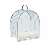 Baoblaze Cage de Transport pour Oiseaux Portable Cage Sac Abri Coque Transparente pour Vision Nette Ouvertures de Ventilation Tiroir de Nettoyage Amovible, Bleu Clair, Moyen