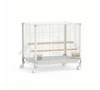 Baoblaze Cage pour Oiseaux Volière Habitat Demeure Armature Rectangulaire Sécurisée Barres d'escalade Ouvertures Latérales d'alimentation Plateau Peu Profond, Array, Blanc, Moyen