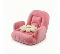 Baoblaze Canapé-lit Pliable Siège de Repos à Dossier Réglable Accoudoirs Coussin Coton et Lin Tissu Doux Stockage Facile pour Chambre à Coucher Salon Détente Familiale Gaming, 50 47 55cm, Jaune
