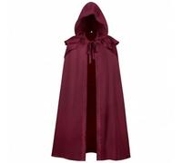 Baoblaze Cape Gothique Cape Manteau Longue Capuche Costume Full Length Tissu Uniforme avec Liens au Silhouette Enveloppante pour Scènes Théâtrales, Rouge, XXL