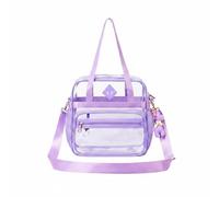 Baoblaze Cartable Étanche Transparent Sac à Dos Scolaire Sac d'École Sac Ordinateur PVC Imperméable avec Bretelles Rembourrées et Poches Adapté aux Cours, Violet, Violet Entièrement Transparent